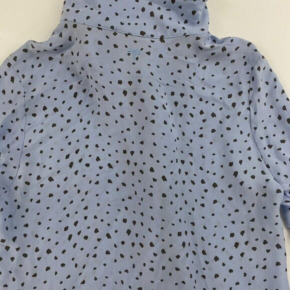 Tyler Boe 100% SILK Blue Polka Dot Button Up Shirt L/S Collared Sz S Split Hem - Picture 6 of 9